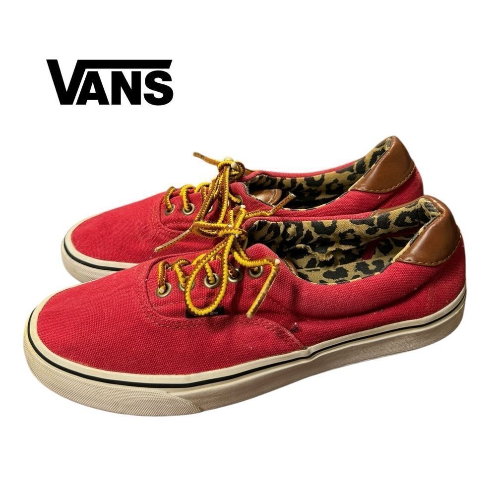 Vans Off The Wall Era 59 Tibetian Red Canvas Tie Sneakers 9 10.5